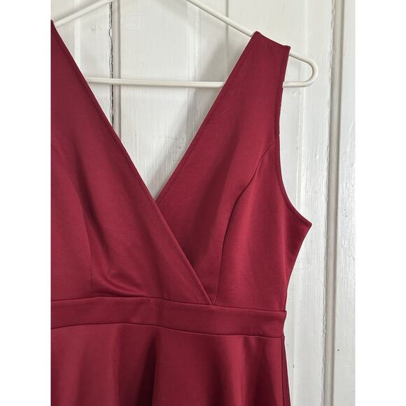 Soprano Womens Wine Sleeveless Back Zipper Dress V Neck Large Homecoming - Picture 3 of 5
